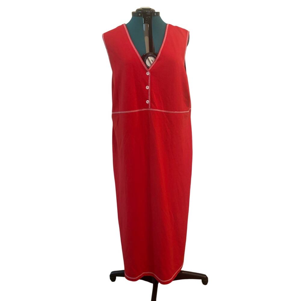 Vintage Carolina Colours BOHO Cottagecore Sheath Casual Dress Pullover‎ 24W Red